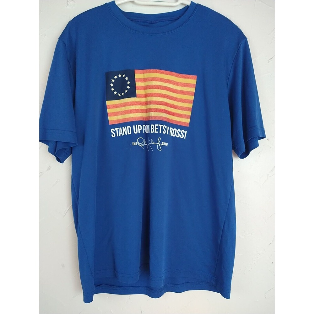 Rush Limbaugh Betsy Ross T-Shirt Unisex M Blue With USA Flag Short Sleeve...